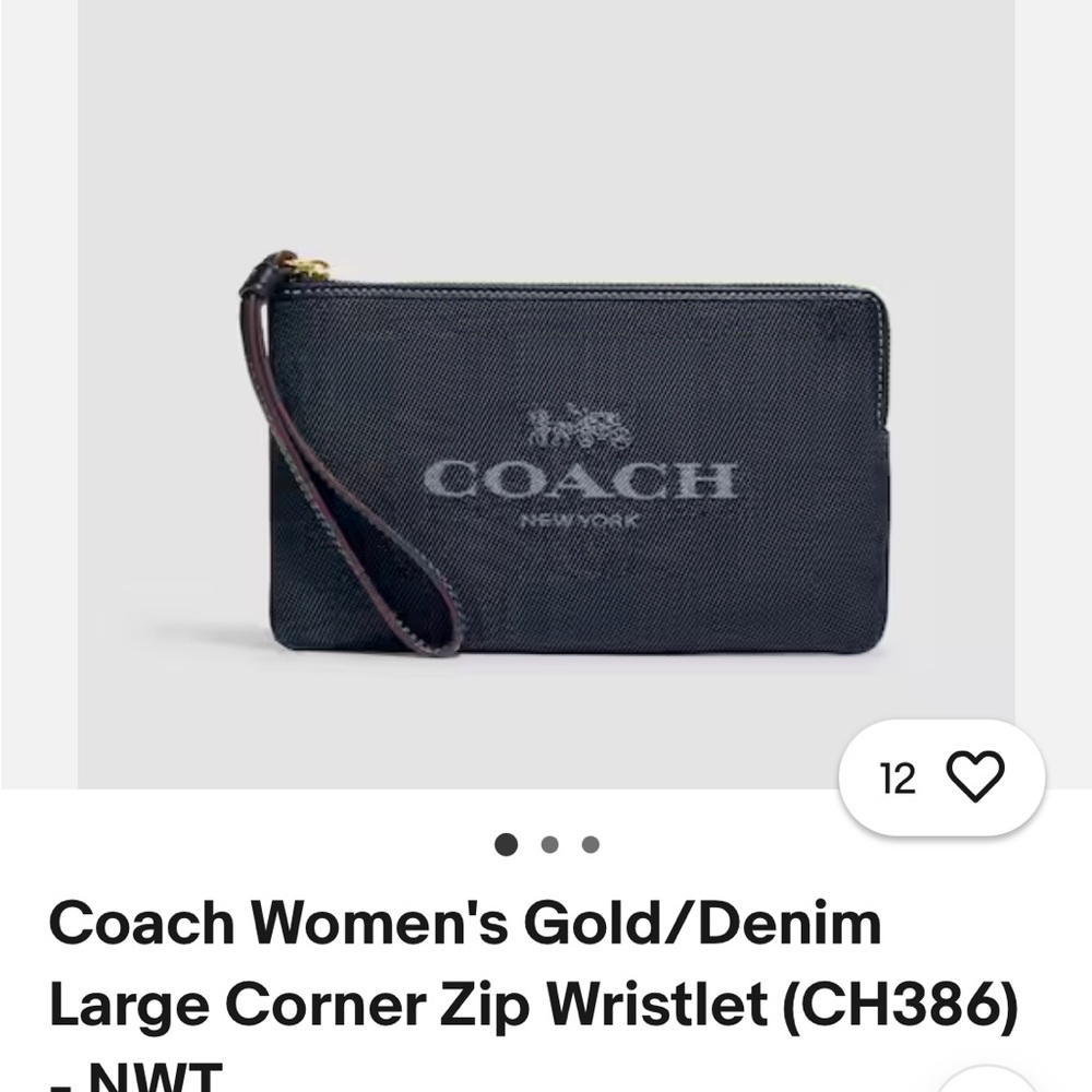 Coach Wonens Gold/Denim Wrist Ziplet NWT
